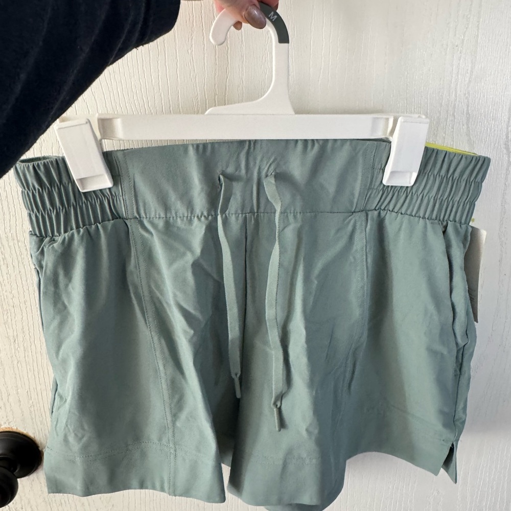 All In Motion Light Green Drawstring Shorts 4” Inseam